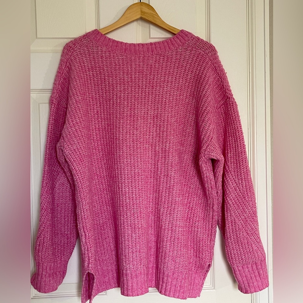 No Boundaries Pink Chunky Knit V-Neck Sweater | Size XXL (19) - Picture 3 of 11